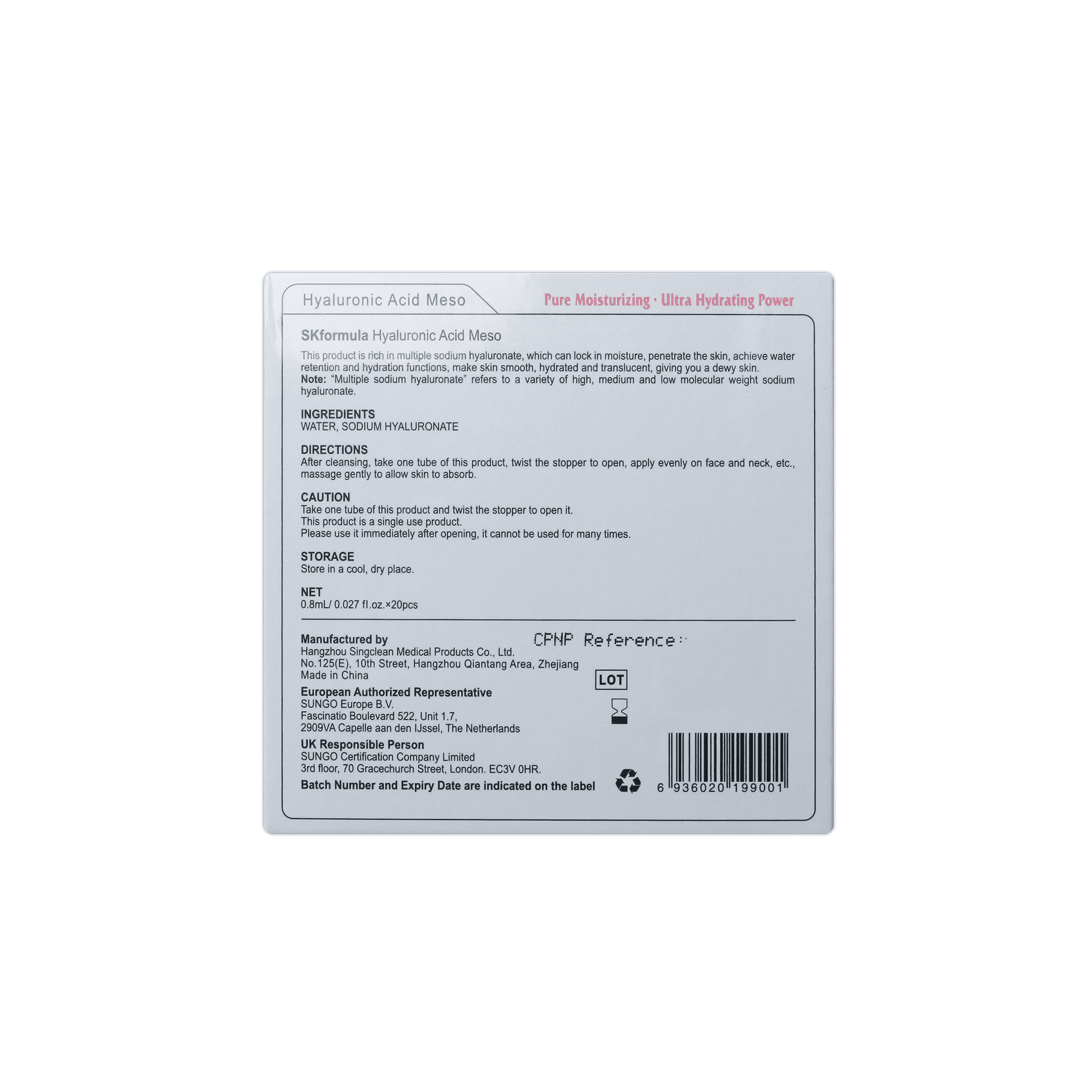 SKformula Hyaluronsäure Meso (20 x 0,8 ml)